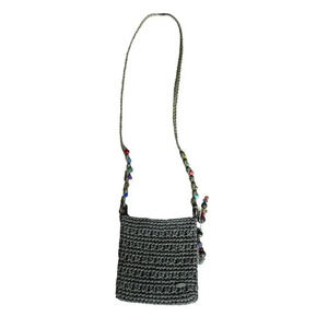 Cappelli Straword Beaded Crossbody Mini Purse Bag Natural Woven Straw
